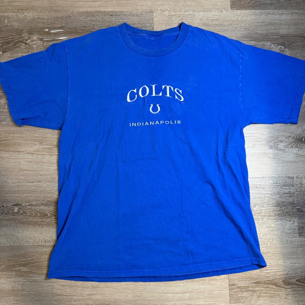Vintage Indianapolis Colts NFL T-Shirt Royal Blue Embroidered Logo Mens Large